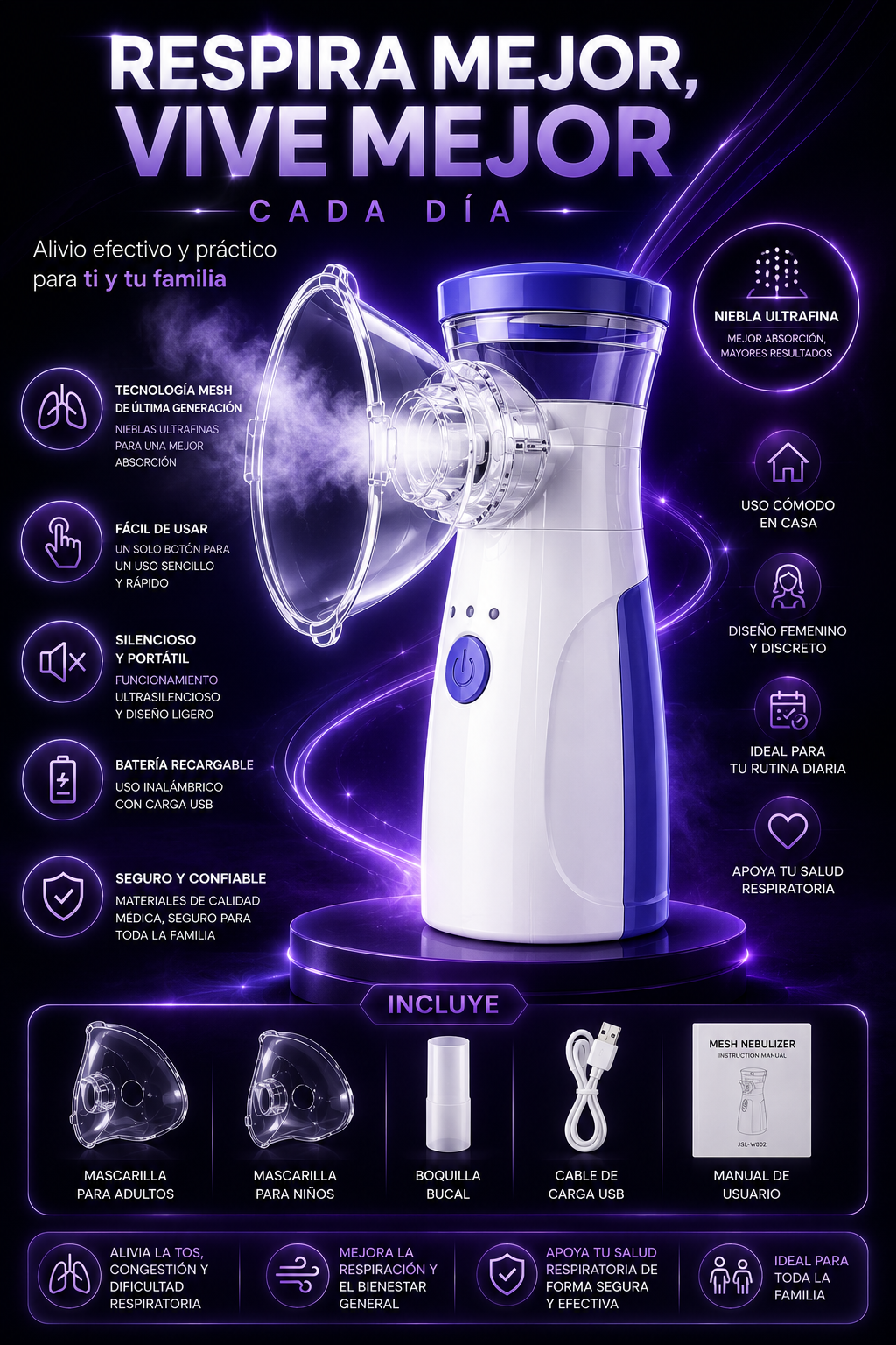 Nebulizador portátil inhalador